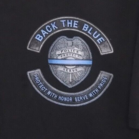 Back The Blue Protect With Honor Serve W/ Pride USA Police Men's T Shirt Size XL - Picture 3 of 8